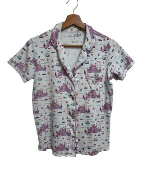 Katydid Martha’s Vineyard Summer Polo PJ Top Women Small Loungewear Pajama Coast
